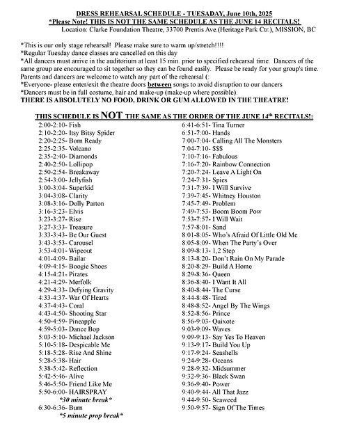 Dress Rehearsal Schedule 25_1